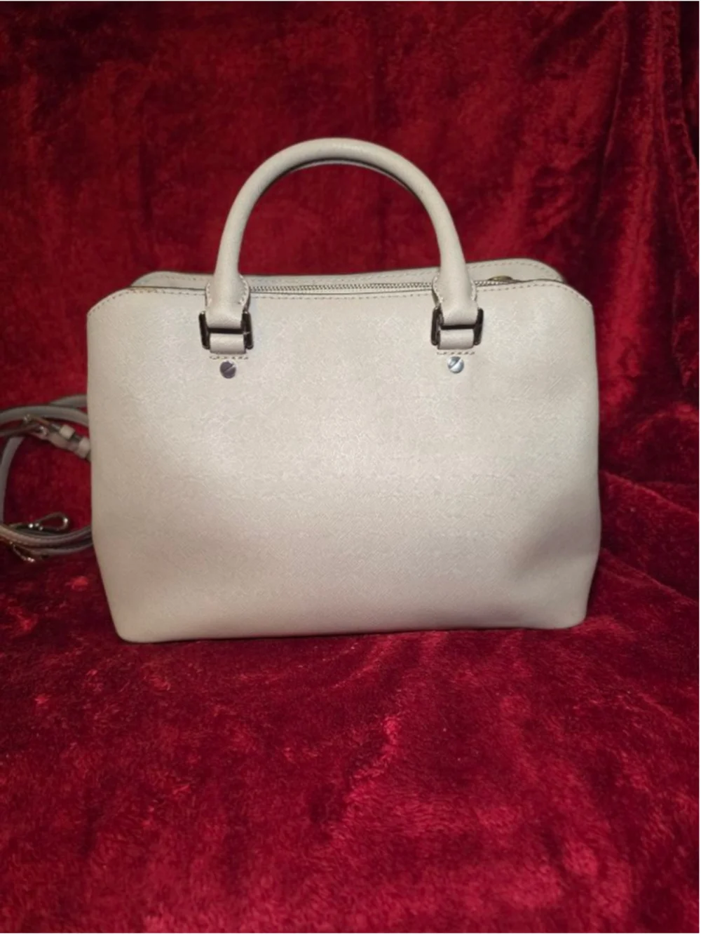 Michael Kors Savannah Saffiano Leather Light Gray Shoulder Bag w/ Crossbody